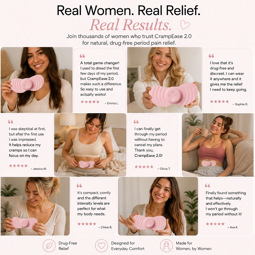 CrampEase™ 2.0 – Portable Heating & Massage Relief for Period Cramps